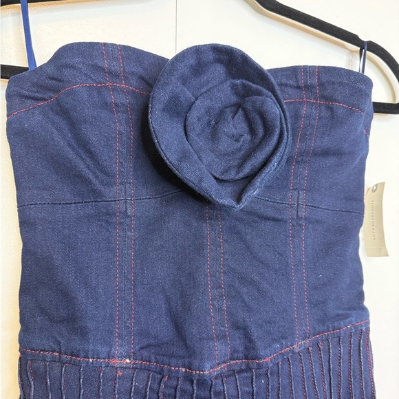 Maeve - Anthropologie - Rosette Strapless Fit and Flare Denim Mini Dress - US 2 - Picture 5 of 14